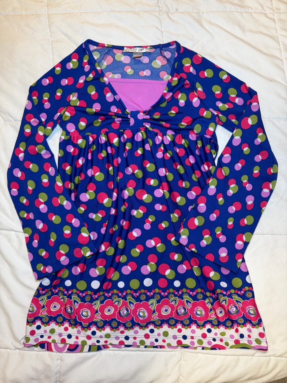 La Senza Girl Vintage Multicolor Polka Dot & Floral Empire Babydoll Top